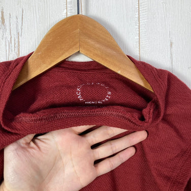 男士XL码红色Yamatomichi DF网眼美利奴羊毛无袖夹克，砖红色。美利奴羊毛外套、内衣、背心、无袖衬衫。