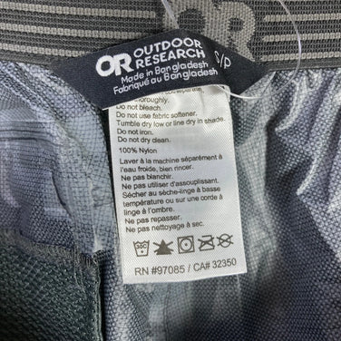 Men's Small Black Outdoor Research Helium Rain Pants, Nylon Rainwear Bottoms, Long Pants with Rain Shell (z00054471)
