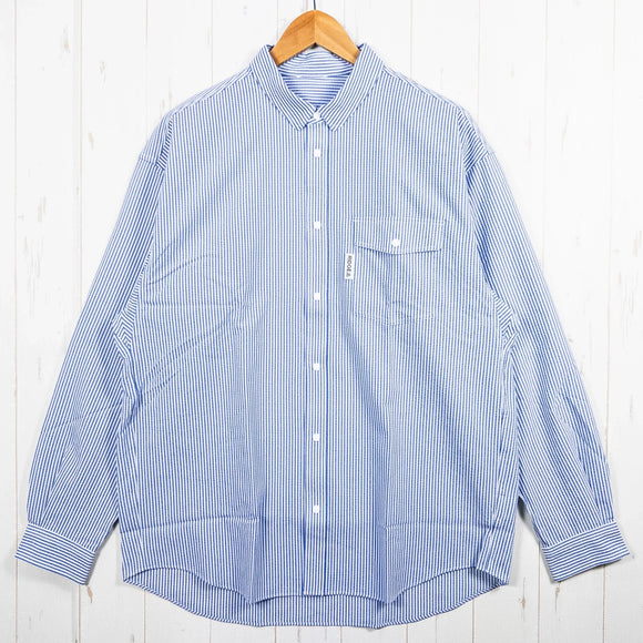 【Men's M ブルー系】 Ridge Mountain Gear ( リッジマウンテンギア ) ベーシック ロングスリーブ シャツ ストライプ Basic Long Sleeve Shirt Stripe Blue x White ポリエステル ウェア トップ - 【公式】2ndGEAR（セカンドギア）Webショップ【登山用品・アウトドア用品専門 買取販売店】