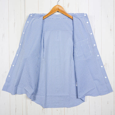 女式中号 Blue Ridge Mountain Gear 基本款短袖衬衫条纹蓝/白涤纶上衣