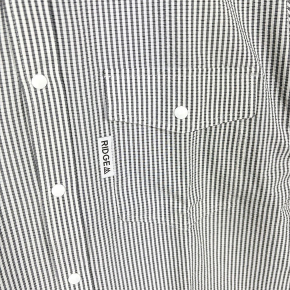 【Men's XL グレー系】 Ridge Mountain Gear ( リッジマウンテンギア ) ベーシック ショートスリーブ シャツ ストライプ Basic Short Sleeve Shirt Stripe  Grey × White z00055798 G