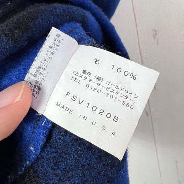 男士36码蓝色Filson Mackinaw羊毛背心，蓝/黑色。稀有难寻。羊毛抓绒上衣。z00054323。蓝/黑色。