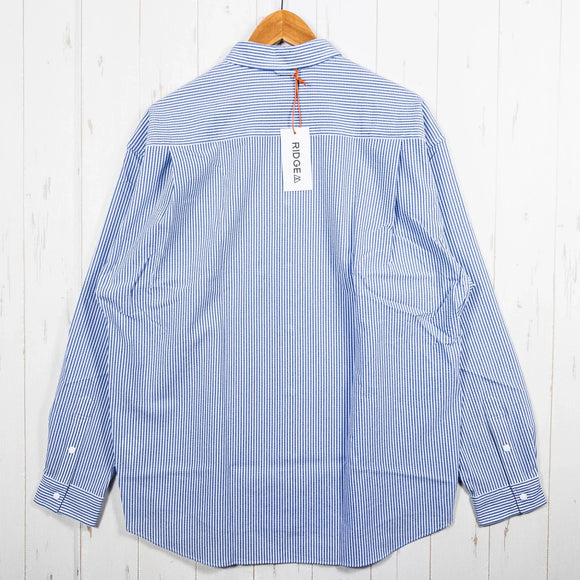 【Men's S ブルー系】 Ridge Mountain Gear ( リッジマウンテンギア ) ベーシック ロングスリーブ シャツ ストライプ Basic Long Sleeve Shirt Stripe Blue x White ポリエステル ウェア トップ - 【公式】2ndGEAR（セカンドギア）Webショップ【登山用品・アウトドア用品専門 買取販売店】