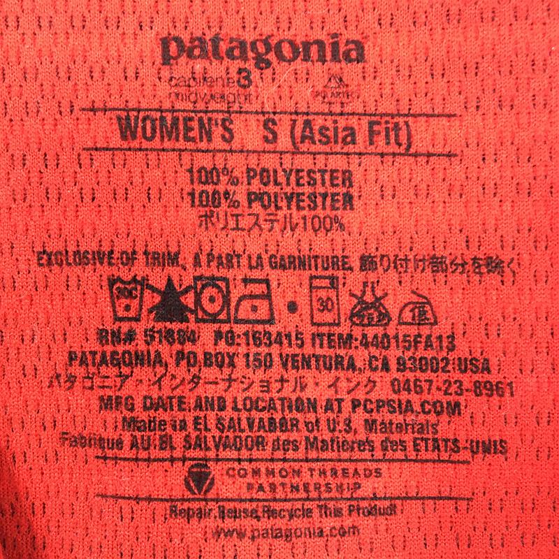 [Women's S Red] Patagonia Capilene 3 Midweight Zip Neck Asian Fit Cap 3 Mw Zip Neck AF Long Sleeve Shirt Polartec Power Dry 44015 Asian Women's