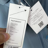 男女通用中号蓝色 Paper Sky Wear Wind Shell 连帽衫，蓝灰色，尼龙，外套，软壳夹克，z00053700 B