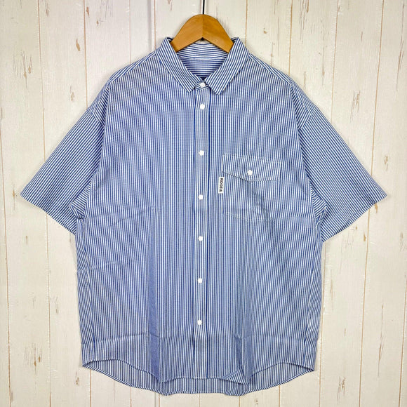【Men's S ブルー系】 Ridge Mountain Gear ( リッジマウンテンギア ) ベーシック ショートスリーブ シャツ ストライプ Basic Short Sleeve Shirt Stripe  Blue × White z00055791 B