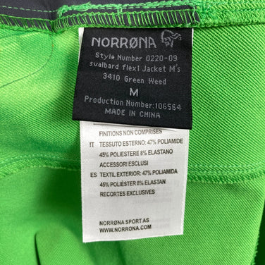 Norrona Svalbard Flex 1 夹克，男款中号，绿色。尼龙软壳外套。产品编号：z00052973。