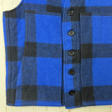 男士36码蓝色Filson Mackinaw羊毛背心，蓝/黑色。稀有难寻。羊毛抓绒上衣。z00054323。蓝/黑色。