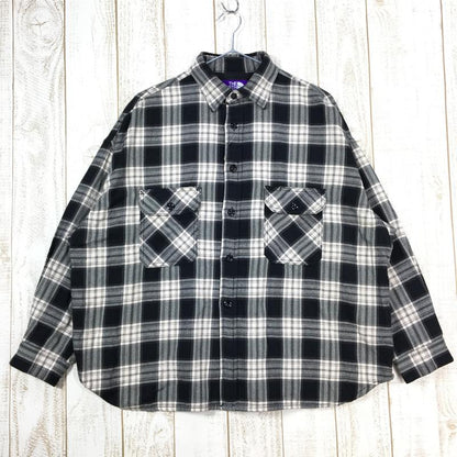 【Women's S ブラック系】 The North Face ( ザ・ノースフェイス ) × ナナミカ パープルレーベル ツイル チェック シャツ Twill Check Shirt NT3958N Asian Women's  化繊 ロングスリーブシャツ インナー