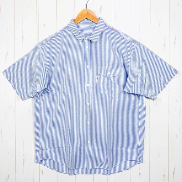 【Men's M ブルー系】 Ridge Mountain Gear ( リッジマウンテンギア ) ベーシック ショートスリーブシャツ ストライプ Basic Short Sleeve Shirt Stripe Blue / White ポリエステル ウェア トッ