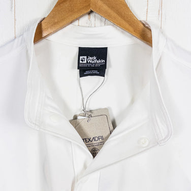 Men's Size L White Jackwolfskin JP Sunshelter Cardigan, Polyester, Long Sleeve Shirt, Synthetic Fiber, z00053092