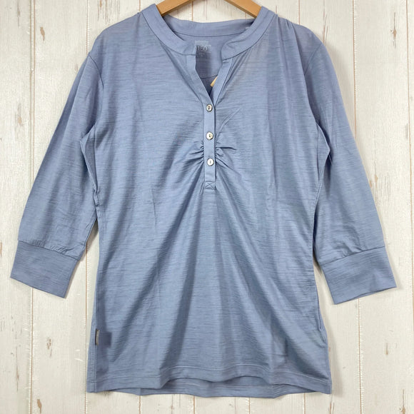 【Women's M ブルー系】 Icebreaker ( アイスブレーカー ) スーパーファイン ウルトラライト 150 ハーフボタン ティー メリノウール ウェア トップス インナー シャツ ロングスリーブTシャツ クルーネック ウール z00055035  ウー