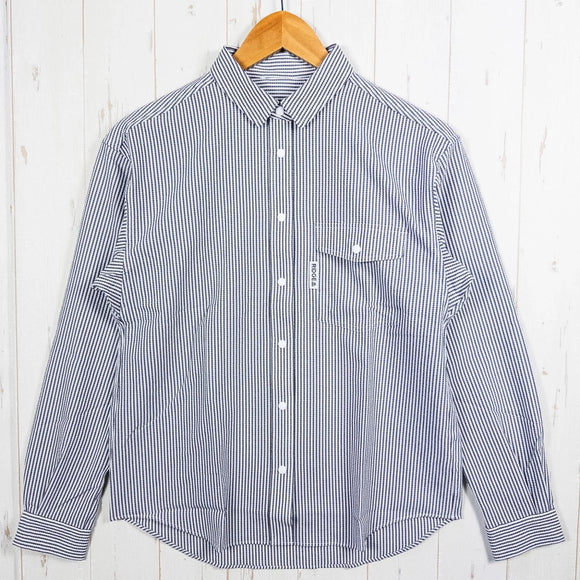 【Women's M グレー系】 Ridge Mountain Gear ( リッジマウンテンギア ) ベーシック ロングスリーブ シャツ ストライプ Basic Long Sleeve Shirt Stripe Grey x White ポリエステル ウェア トップ - 【公式】2ndGEAR（セカンドギア）Webショップ【登山用品・アウトドア用品専門 買取販売店】