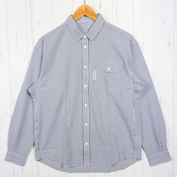 【Men's L グレー系】 Ridge Mountain Gear ( リッジマウンテンギア ) ベーシック ロングスリーブシャツ ストライプ Basic Long Sleeve Shirt Stripe Grey / White ポリエステル ウェア トップス