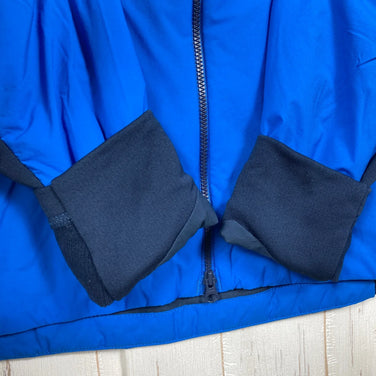 男士小号蓝色 Mammut Rime Light Insulation Flex 连帽保暖夹克。合成羽绒服。