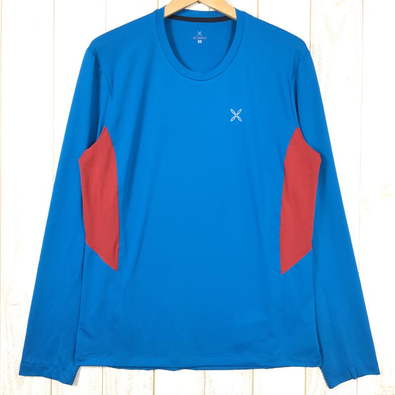 [Men's M Blue] Montura Quickdry Long Sleeve Crewneck Shirt International Men's Synthetic Long Sleeve T-Shirt