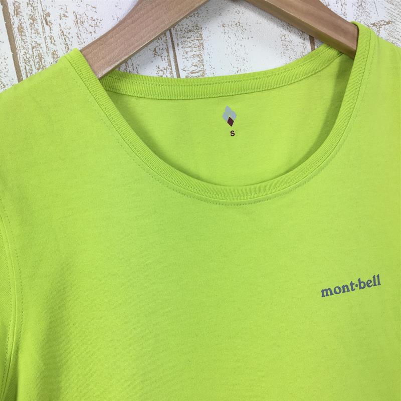 【Women's S イエロー系】 Montbell ( モンベル ) Wic.スリムt ワンポイントロゴ ウィメンズ Tシャツ 1114138 Asian Women's  化繊 ショートスリーブTシャツ クルーネック インナー シャツ トップス ウェア