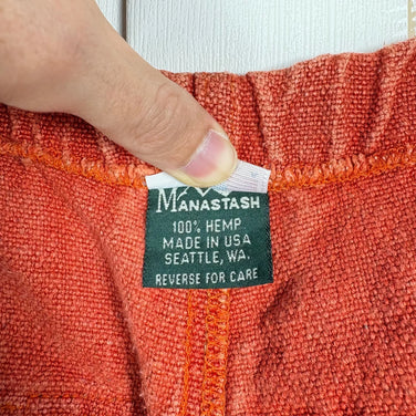 【Men's S オレンジ系】 1990s Manastash ( マナスタッシュ ) ダブルニー ヘンプ パンツ Double-Front Hemp Pant 生産終了モデル 入手困難 アメリカ製 ウェア ボトムス ロングパンツ コットン z00053397  コ