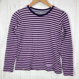 【Women's S パープル系】 Montbell ( モンベル ) メリノウールプラス ボーダー ロングスリーブ T シャツ Merino Wool Plus Border Long Sleeve T-Shirt スランテックカフ / UVカット メリノウール ウェ