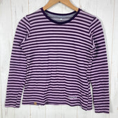 【Women's S パープル系】 Montbell ( モンベル ) メリノウールプラス ボーダー ロングスリーブ T シャツ Merino Wool Plus Border Long Sleeve T-Shirt スランテックカフ / UVカット メリノウール ウェ
