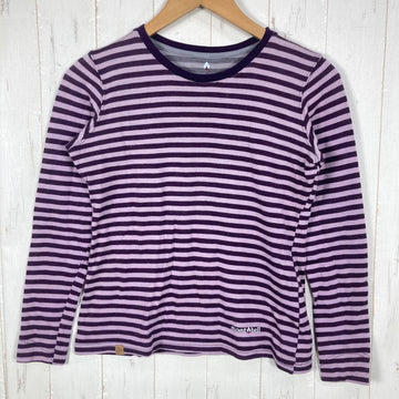 【Women's S パープル系】 Montbell ( モンベル ) メリノウールプラス ボーダー ロングスリーブ T シャツ Merino Wool Plus Border Long Sleeve T-Shirt スランテックカフ / UVカット メリノウール ウェ