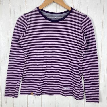 【Women's S パープル系】 Montbell ( モンベル ) メリノウールプラス ボーダー ロングスリーブ T シャツ Merino Wool Plus Border Long Sleeve T-Shirt スランテックカフ / UVカット メリノウール ウェ