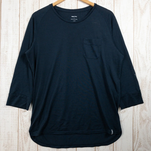 【Unisex L ネイビー系】 Atelier Blue Bottle ( アトリエブルーボトル ) 8分丈 ハイカーズ Tシャツ 8sleeve Hiker's T-shirts 8sleeve スーパーナチュラル コラボ メリノウール ウェア トップス インナー - 【公式】2ndGEAR（セカンドギア）Webショップ【登山用品・アウトドア用品専門 買取販売店】
