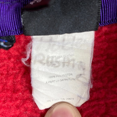 [Men's Large Red] 1992 Patagonia Synchilla Snap T-Neck Pullover in Burnt Chili/Charred Blue. Rare and hard to find.