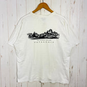 【Men's L ホワイト系】 1996 Patagonia ( パタゴニア ) ザ・フィッツロイ スカイライン ティー The Fitzroy Skyline Tee 生産終了モデル 入手困難 オーガニックコットン 黒タグ オーガニックコットン ウェア トップス