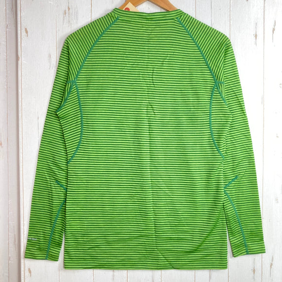 【Men's S グリーン系】 Marmot ( マーモット ) クライム ウール ボーダー ロングスリーブ クルー Climb Wool Border L/S Crew ポリエステル ウェア トップス インナー シャツ ロングスリーブTシャツ クルーネック 化繊