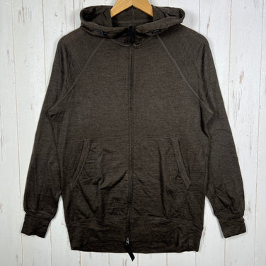 Yamatomichi 男女通用中号棕色美利奴羊毛全拉链连帽衫。美利奴羊毛上衣、内搭衬衫、连帽衫、羊毛，z00056349。