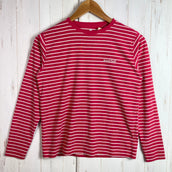 【Kid's 150 レッド系】 Montbell ( モンベル ) ウイックロン ボーダー ロングスリーブ T WIC Border Long Sleeve T ポリエステル ウェア トップス インナー シャツ ロングスリーブTシャツ クルーネック 化繊 z0005