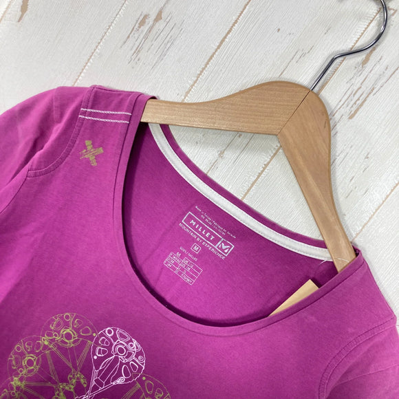 【Women's M パープル系】 Millet ( ミレー ) コットン ショートスリーブティー コットン ウェア トップス インナー シャツ ショートスリーブTシャツ クルーネック コットン z00059862  コットン ショートスリーブTシャツ クルーネック イ