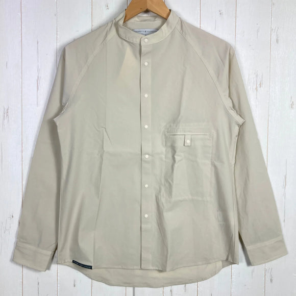 【Men's 2 ベージュ系】 Axesquin Elements ( アクシーズクインエレメンツ ) ソフトシェルのバンドカラーシャツ Soft Shell Band Collar Shirt ナイロン ウェア トップス インナー シャツ ロングスリーブシャツ 化