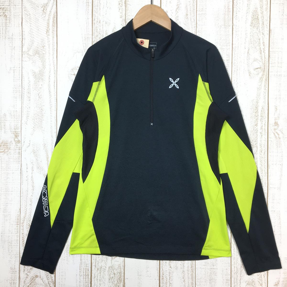 【男款S黄】Montura Run Energy Zip Maglia 长袖拉链领衬衫 MMZR36X 国际男士合成纤维长袖衬衫