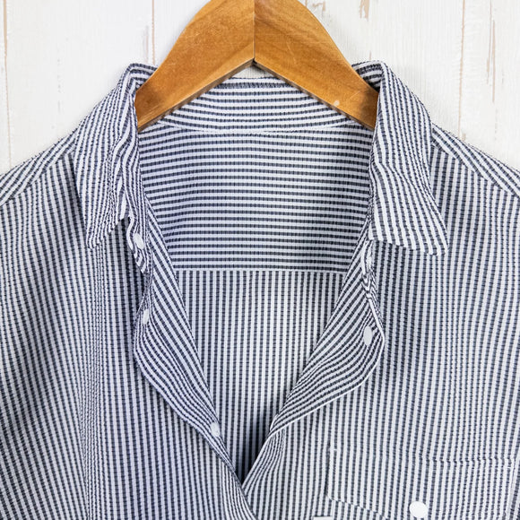 【Women's S グレー系】 Ridge Mountain Gear ( リッジマウンテンギア ) ベーシック ロングスリーブシャツ ストライプ Basic Long Sleeve Shirt Stripe Grey / White ポリエステル ウェア トップス