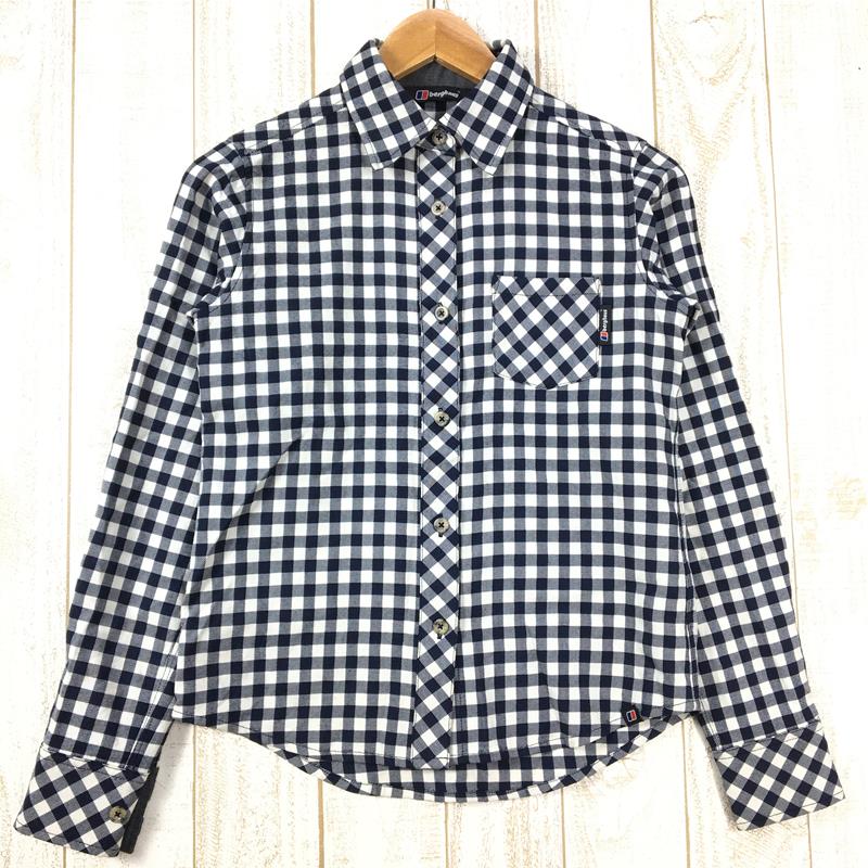 [Women's S Navy] Berghaus Women's Wool Plain Check Long Sleeve Shirt J0281 Asian Women's Wool Long Sleeve