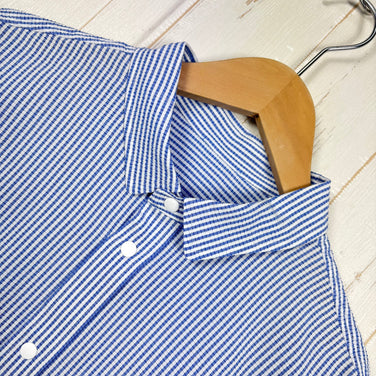 【Men's L ブルー系】 Ridge Mountain Gear ( リッジマウンテンギア ) ベーシック ショートスリーブ シャツ ストライプ Basic Short Sleeve Shirt Stripe  Blue × White z00055793 B