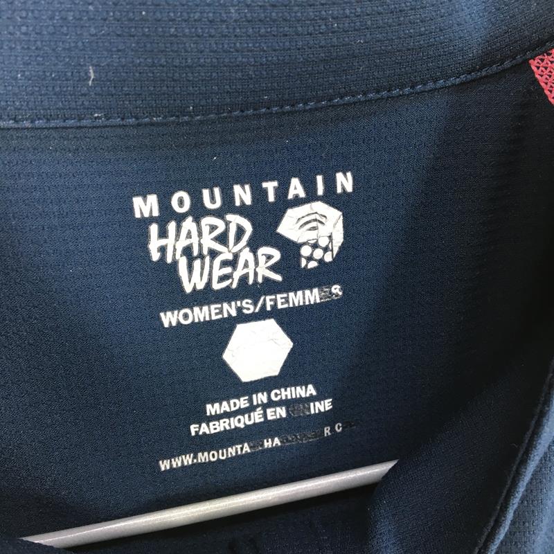 [女式 M 海军蓝] Mountain Hardwear 速干长袖拉链领衬衫 OR0872 女式合成纤维长袖衬衫内衬衬衫上衣