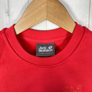 Jackwolfskin Essential Crewneck, Kid's Size 8, Tulip Red, Organic Cotton Fleece Jacket, Size z00054626