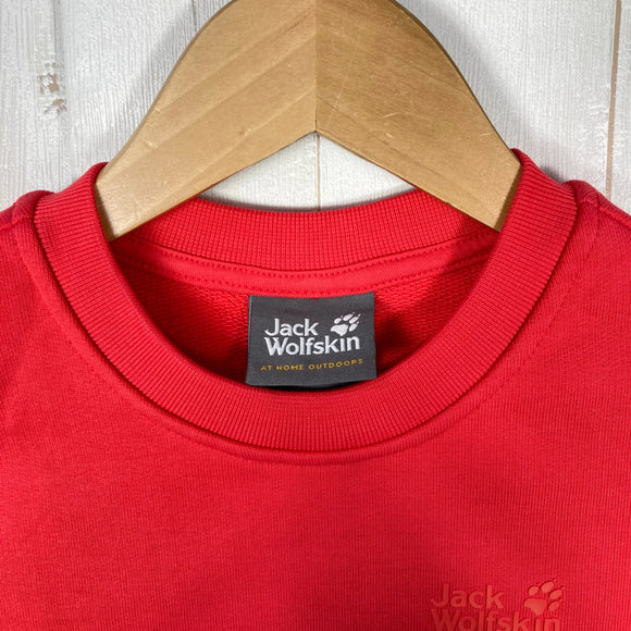 【Kid's 8 レッド系】 Jackwolfskin ( ジャックウルフスキン ) エッセンシャル クルーネック Essential Crewneck Tulip Red オーガニックコットン ウェア トップス アウター ジャケット フリース z00054626