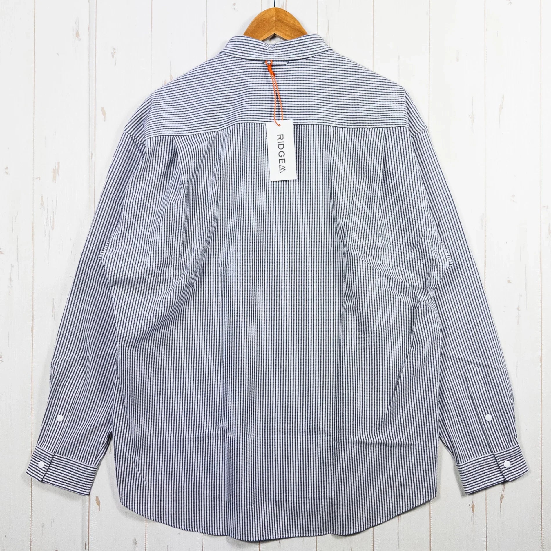 【Men's XL グレー系】 Ridge Mountain Gear ( リッジマウンテンギア ) ベーシック ロングスリーブ シャツ ストライプ Basic Long Sleeve Shirt Stripe Grey x White ポリエステル ウェア トップ - 【公式】2ndGEAR（セカンドギア）Webショップ【登山用品・アウトドア用品専門 買取販売店】