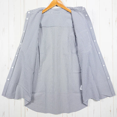 Men's Large Gray Ridge Mountain Gear Basic Short Sleeve Shirt Stripe Gray/White Polyester Top