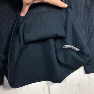 Montbell Geo Line MW Round Neck Shirt, Men's XL, Black. Polyester, Long Sleeve Crew Neck T-Shirt.