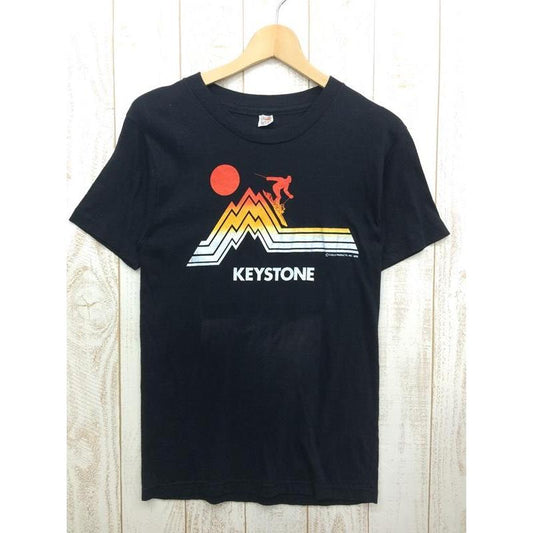 [Men's S Black] Colorado Keystone 70S Hanes T-shirt, discontinued model, vintage, men's synthetic short sleeve T-shirt, crew neck, inner shirt, top, clothing