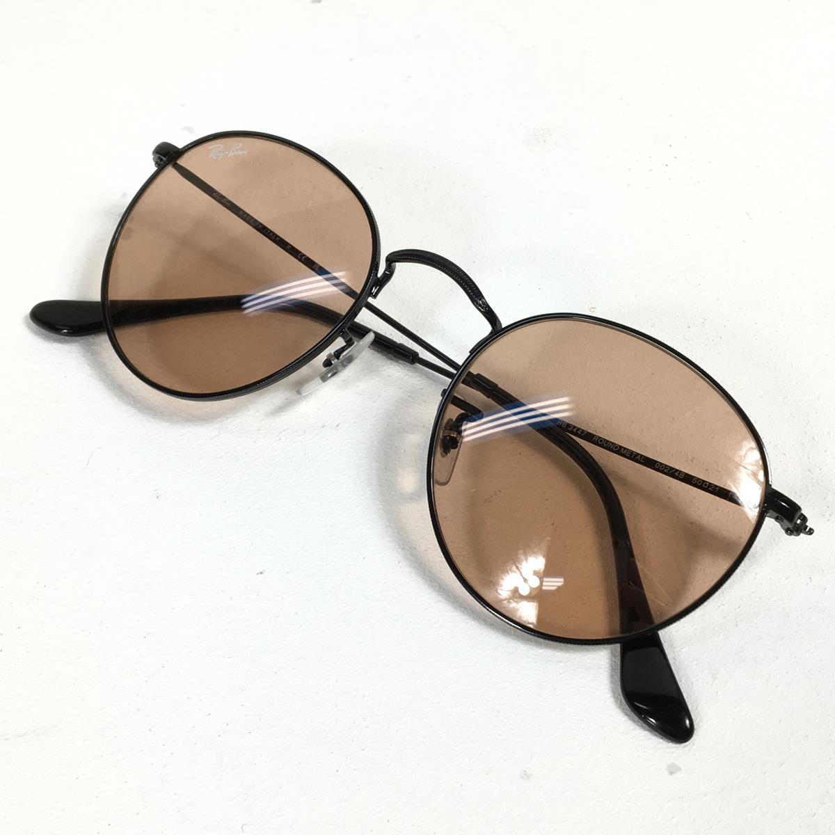 [OneSize Pink] Rayban Rb3447 圆形金属水洗镜片太阳镜 0RB3447/RB3447 002/4B 抛光黑色/粉色太阳镜 Eye