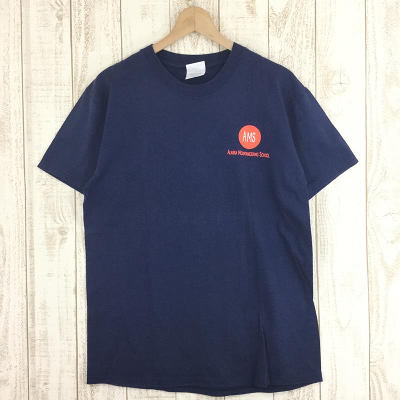 【Men's M ネイビー系】 アラスカマウンテニアリングスクール Ams Alaska Mountaineering School オリジナル Tシャツ 希少なアウトドアTシャツ International Men's  化繊 ショートスリーブTシャツ クルーネッ