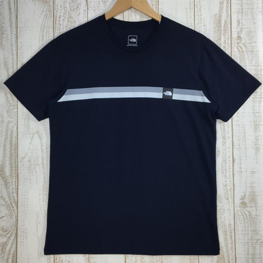 【Men's M ネイビー系】 The North Face ( ザ・ノースフェイス ) ショートスリーブ ボックスロゴ ライン ティー S/S Box Logo Line Tee Tシャツ NT32086 Asian Men's UN Urban Navy 化繊