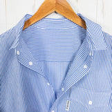 Men's Small Blue Ridge Mountain Gear Basic Short Sleeve Shirt, Stripe, Blue/White, Polyester, Top