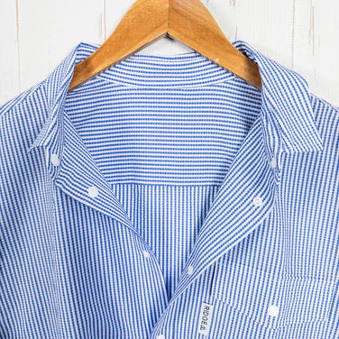 Men's Small Blue Ridge Mountain Gear Basic Short Sleeve Shirt, Stripe, Blue/White, Polyester, Top